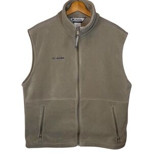 Columbia Beige Fleece Vest Mens Large Full Zip Outdoor